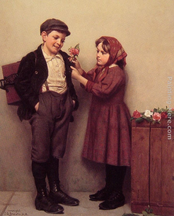The Button Hole Posy painting - John George Brown The Button Hole Posy art painting